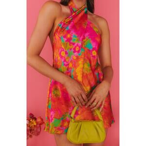 Show Me Your Mumu Jasmine Tie Floral Mini Dress in Miss Malibu XS